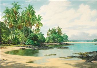Puakō Ponds, Hawaiʻi 29 x 40 in. (73.7 x 101.6 cm) In a koa wood frame - Lloyd Sexton, Jr.