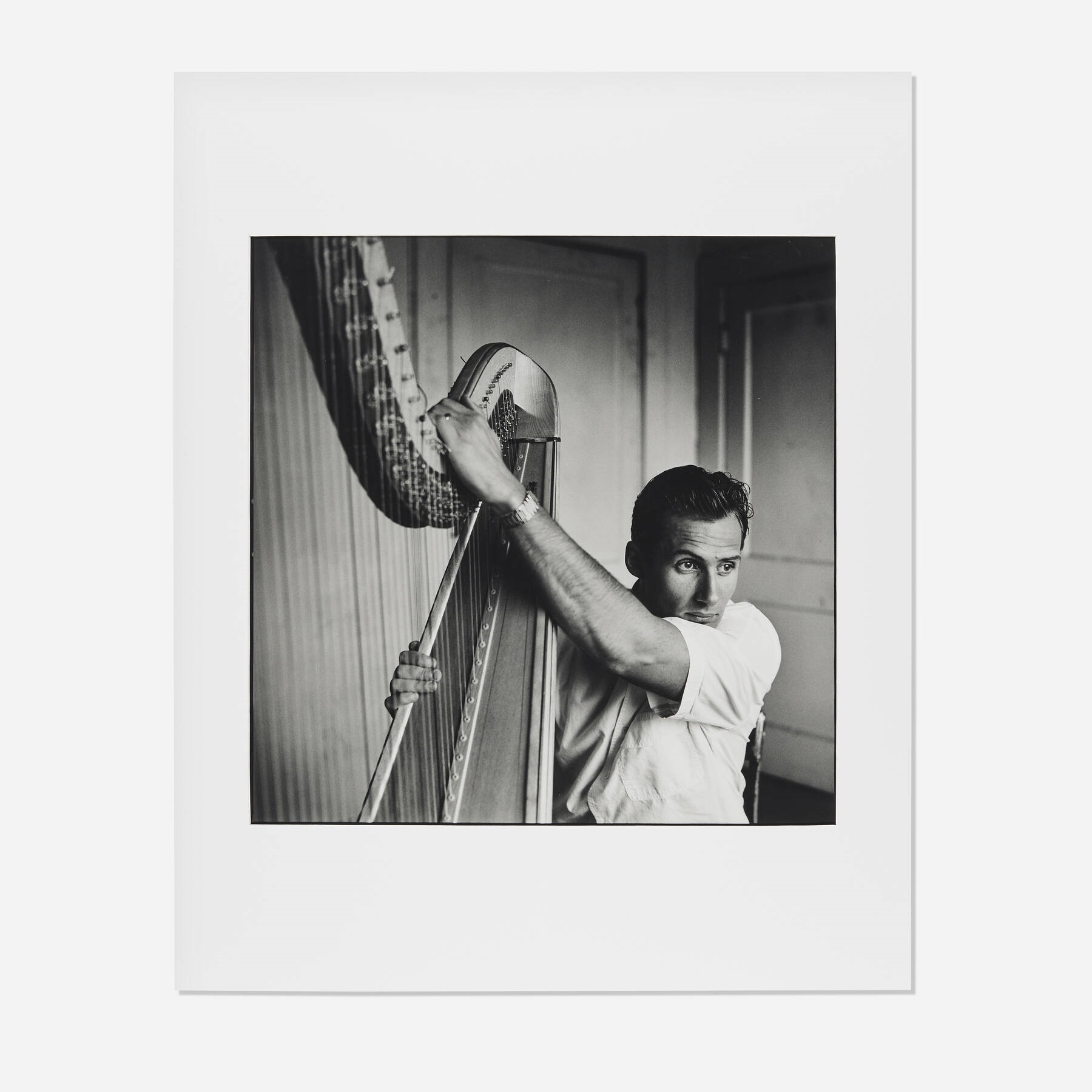 Artwork by Ken Probst, Markus Klinko with His Harp, Made of gelatin silver print
