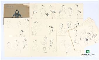 PAZZI (1897-1947), after Physionomies médicales Bordeaux 1935 Set of thirty-seven imitation pencil reproductions signed 28 - Antoine Protopazzi