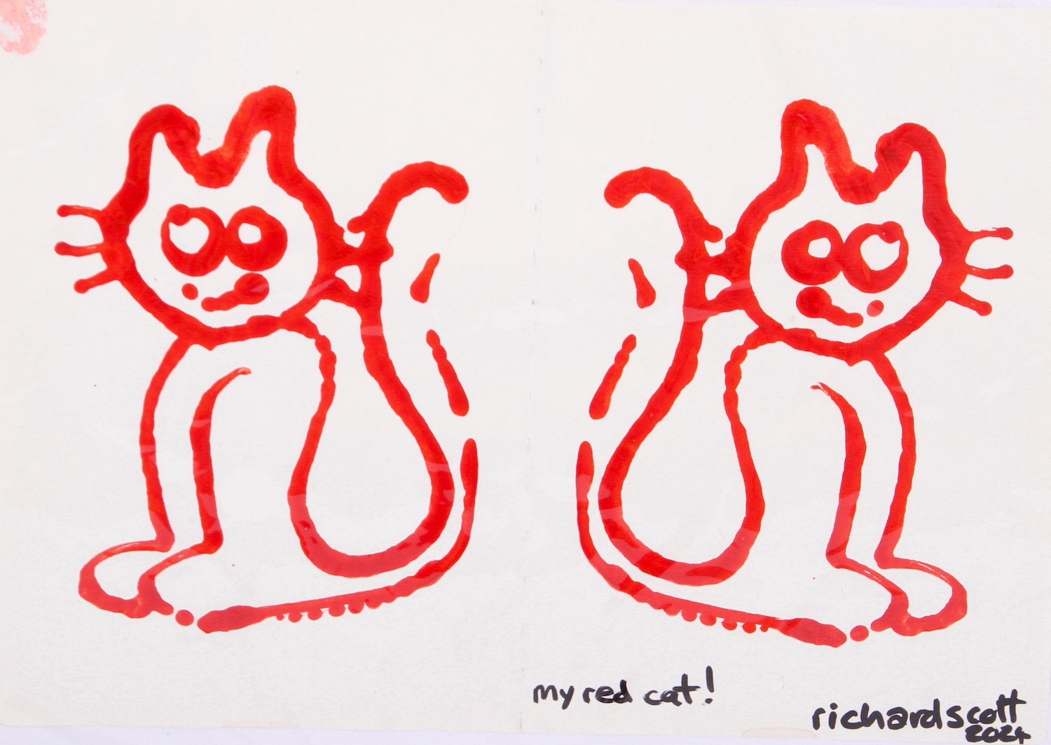 Artwork by Richard Scott, MY RED CAT, Made of acrylic on paper