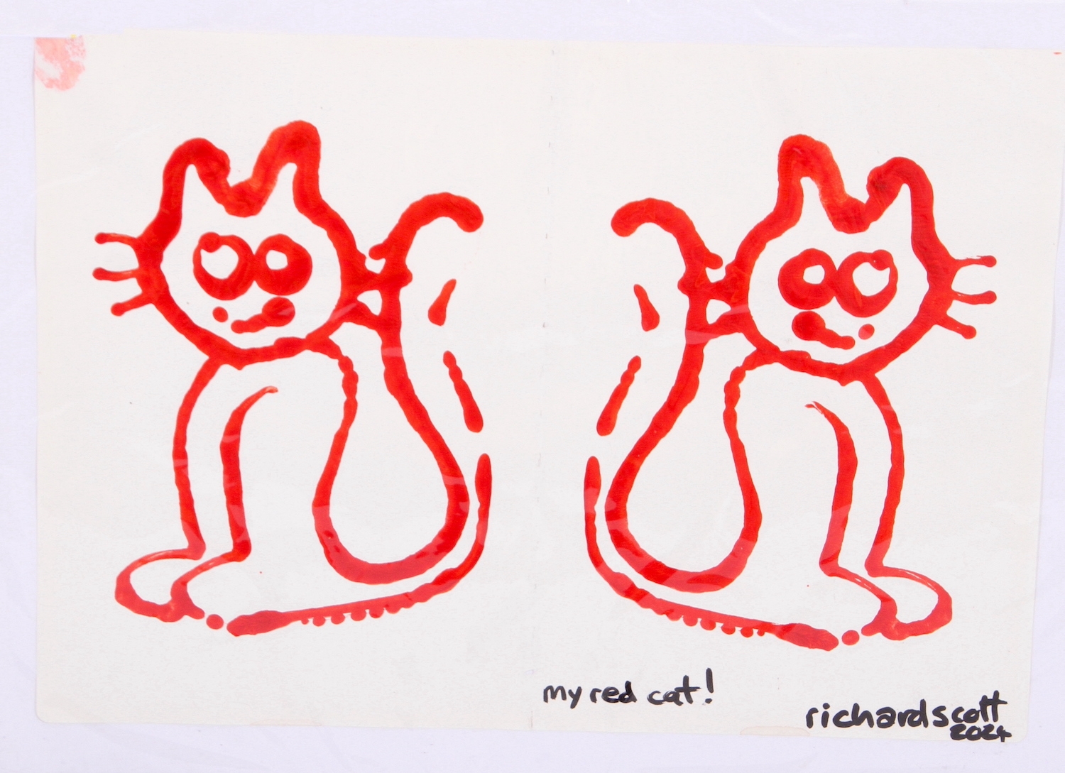 Artwork by Richard Scott, MY RED CAT, Made of acrylic on paper