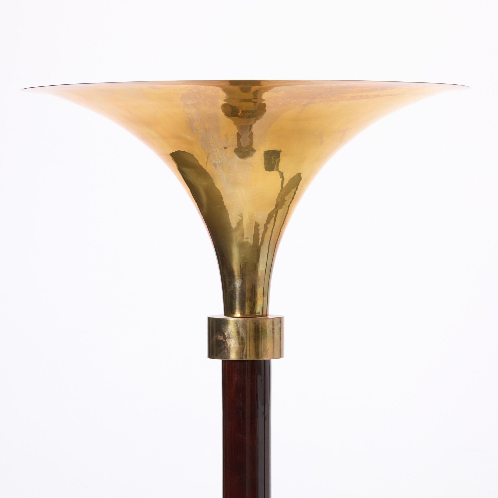 Artwork by Eugène Printz, Pair of Eugene Printz Style Brass and Mahogany Floor Lamps, Made of Brass and Mahogany