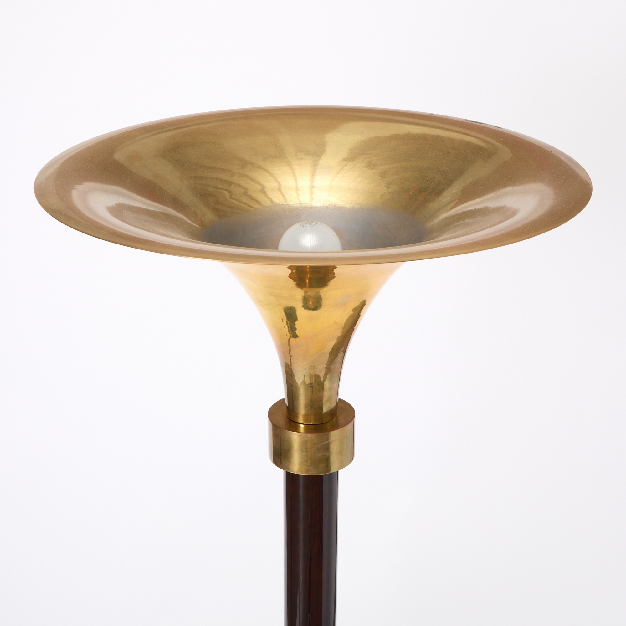 Artwork by Eugène Printz, Pair of Eugene Printz Style Brass and Mahogany Floor Lamps, Made of Brass and Mahogany