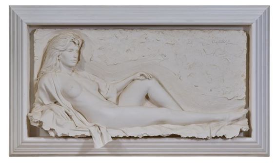 Recumbent Female Nude with Open Blouse by Bill Mack