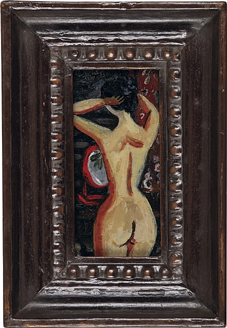 Artwork by Koide Narashige, Nude facing a mirror, Made of glass painting