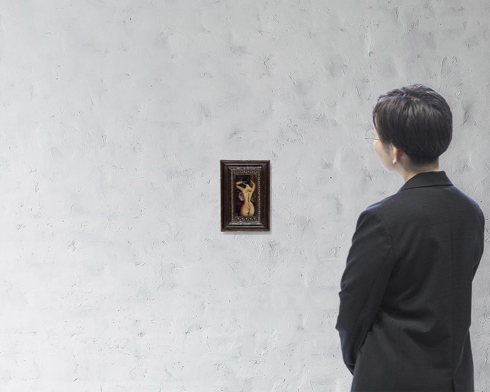 Artwork by Koide Narashige, Nude facing a mirror, Made of glass painting