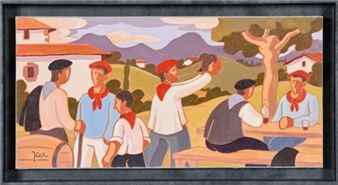 Déjeuner Basque , signée en bas à gauche. - Pierre Pier Labadie