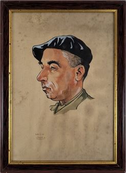 SENI (XXe siècle) Protrait de basque de profil, 1942  signée et datée en bas à gauche.  (Petites rousseurs) - Seni