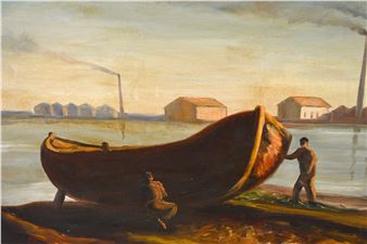 figures working on a boat - C. Moraldi