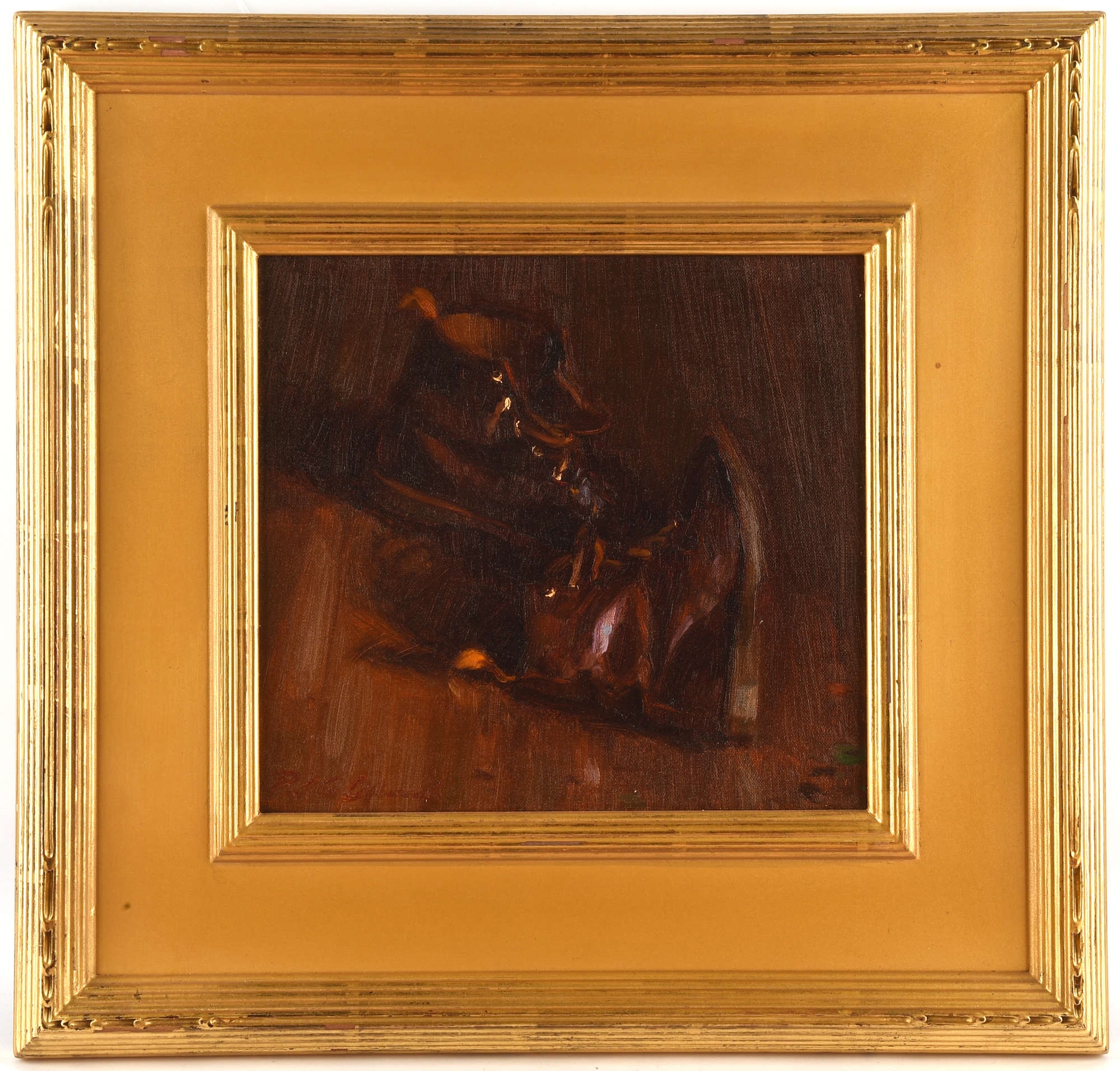 Artwork by Paul Oxborough, a still life study of boots, Made of oil on canvas