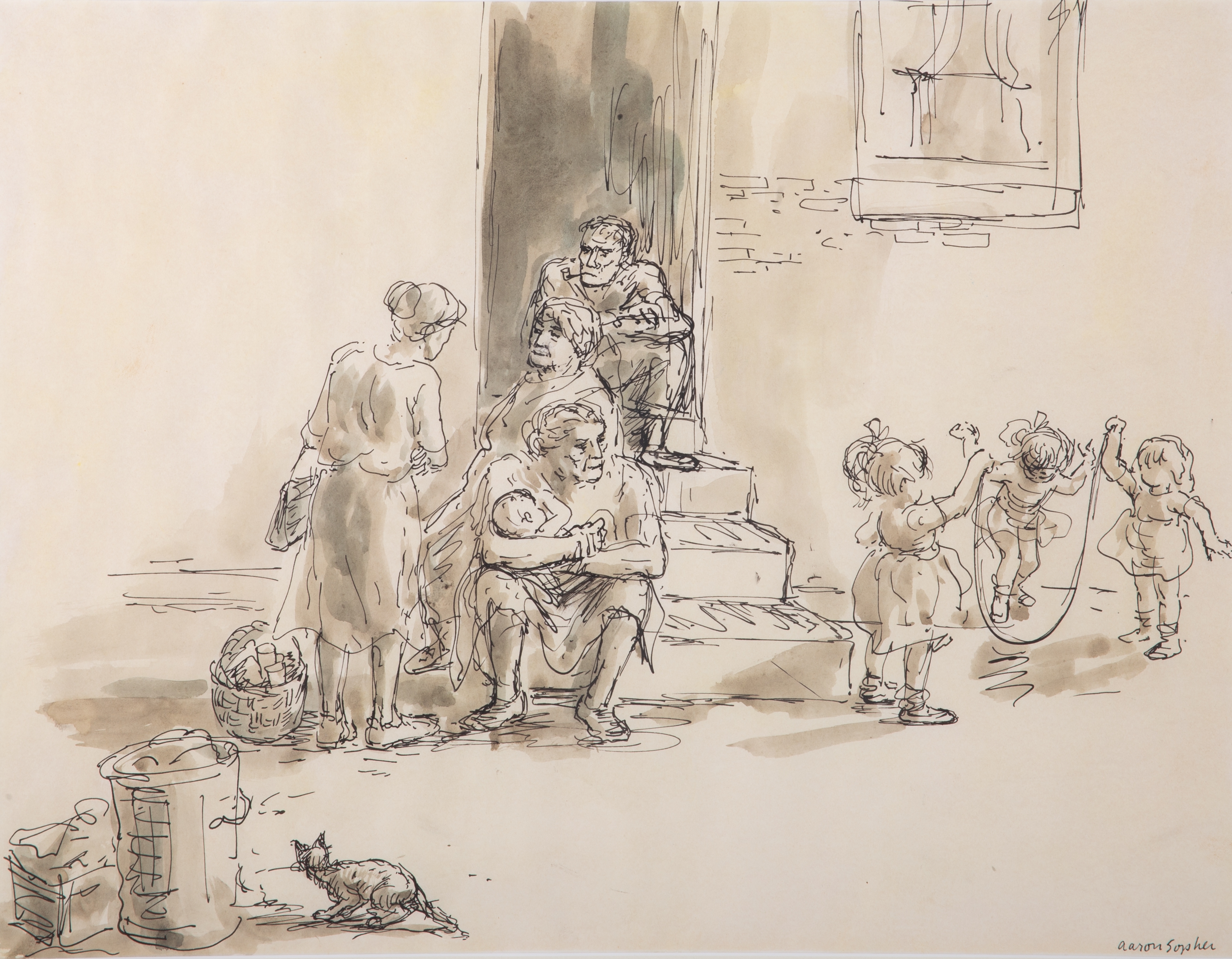 Aaron Sopher | Front stoop scene with children jumping rope; image: 14 ...