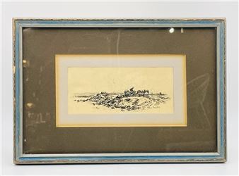 Ink on Paper Western Artwork Signed Ross Saulet - Ross Saulet
