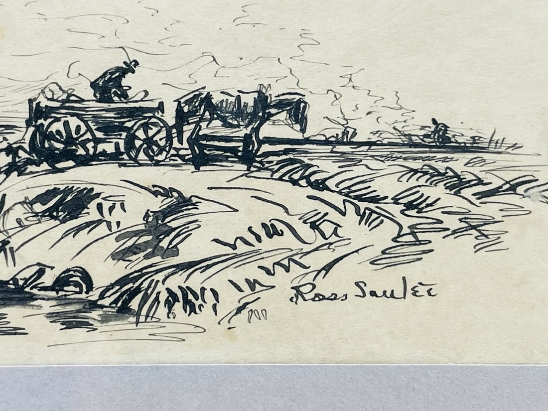 Artwork by Ross Saulet, Ink on Paper Western Artwork Signed Ross Saulet, Made of Ink on Paper