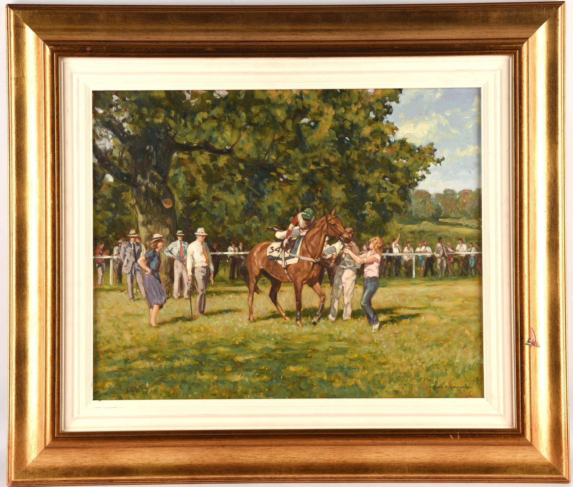 Artwork by Paul S. Gribble, Point to Point, The Paddock, Made of oil on canvas