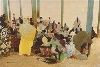 figures in an African market - Magí Puig