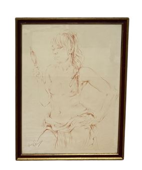 FORTUNINO MATANIA (1881-1963): A RED CHALK DRAWING OF A NUDE LADY - Fortunino Matania