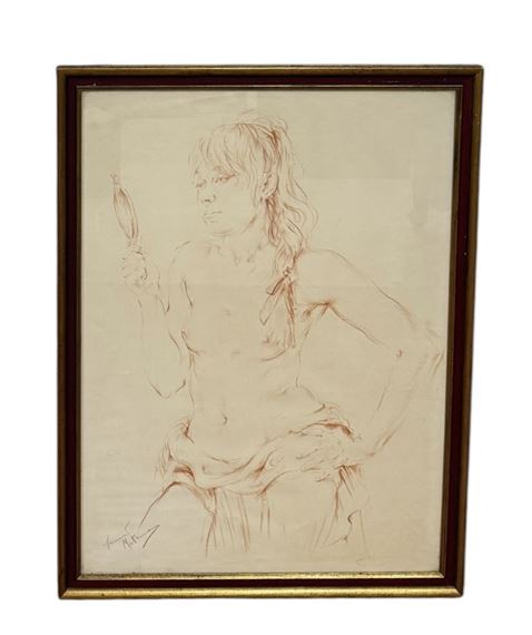 FORTUNINO MATANIA (1881-1963): A RED CHALK DRAWING OF A NUDE LADY - Fortunino Matania