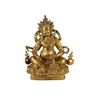 A CHINESE GILDED COPPER YELLOW DZAMBHALA FIGURE - Chinese School