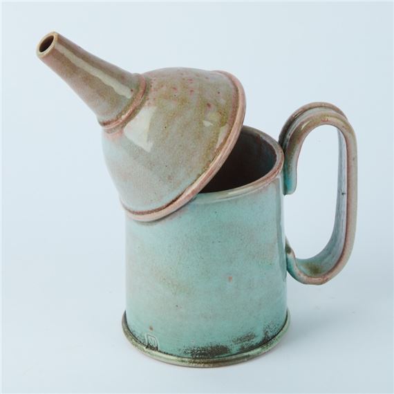 A Suzy Dunser Ceramic Oil Can Jug by Suzy Dunser