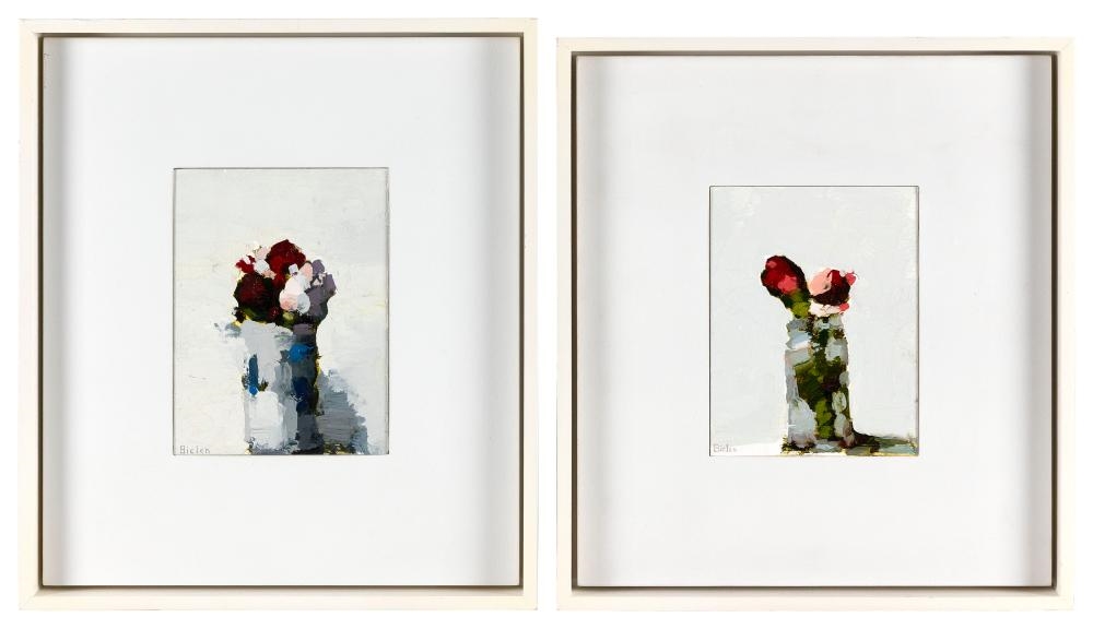 Artwork by Stanley Bielen, Goodwill and Spring Mix, Made of Oils on paper mounted on board