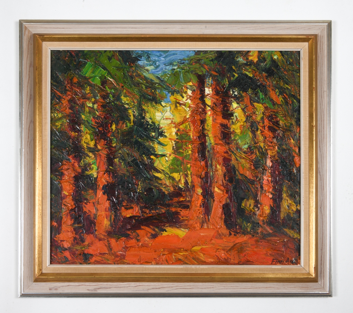 Artwork by Finn Ao, DANISH IMPRESSIONIST FOREST PAINTING O/C, Made of oil on canvas
