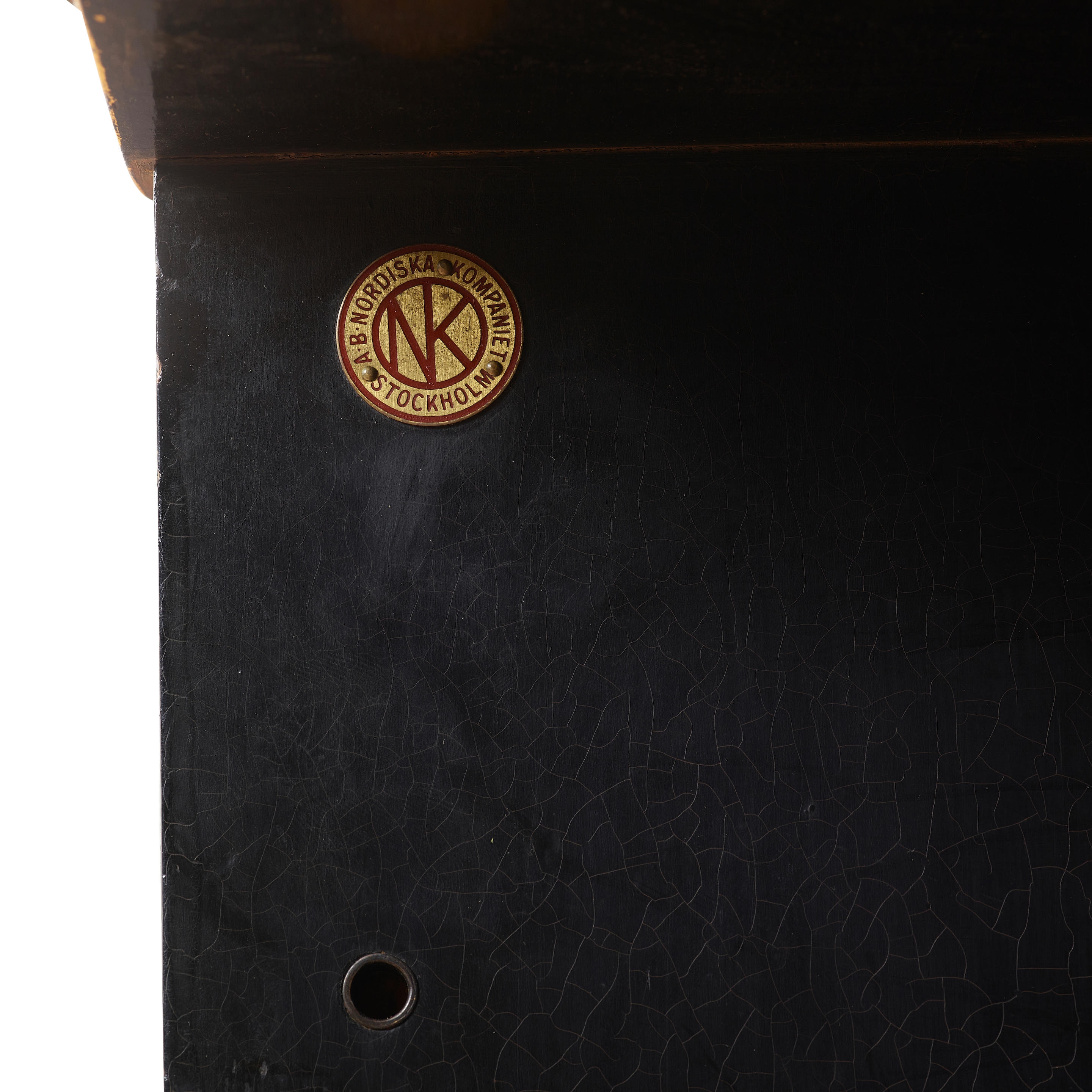 Artwork by Sven Toresson, Torgny Roloff, Pair of Rococo-Style Bookcases
circa 1931
for Nordiska Kompaniet, ebonized wood, parcel gilt, each with Nordiska Kompaniet plaques numbered 'R35777 - C19005'
height of each 39 1/2in (100cm); width 65 3/4in (167cm); depth 11 1/4in (28.5cm, Made of ebonized wood