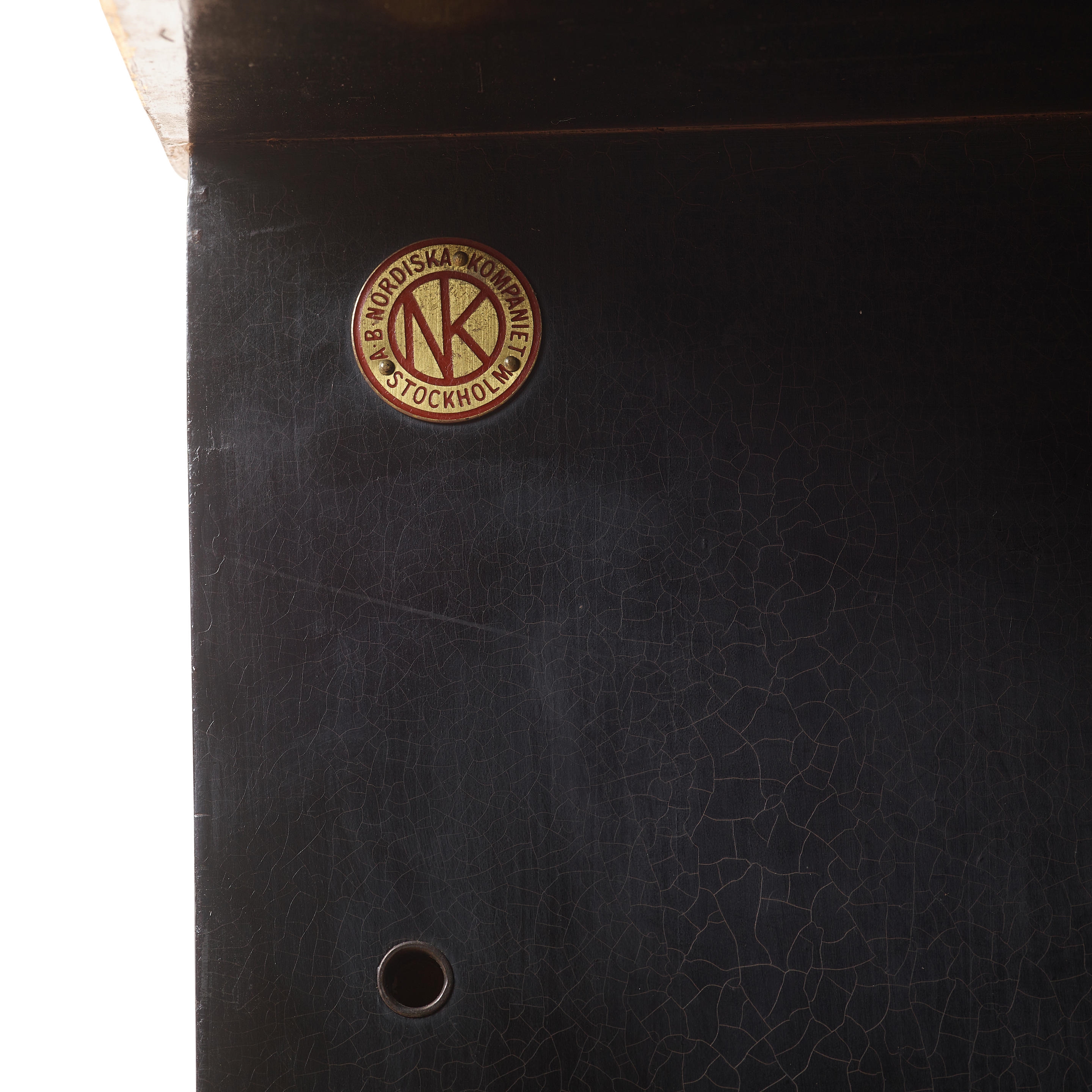 Artwork by Sven Toresson, Torgny Roloff, Pair of Rococo-Style Bookcases
circa 1931
for Nordiska Kompaniet, ebonized wood, parcel gilt, each with Nordiska Kompaniet plaques numbered 'R35777 - C19005'
height of each 39 1/2in (100cm); width 65 3/4in (167cm); depth 11 1/4in (28.5cm, Made of ebonized wood