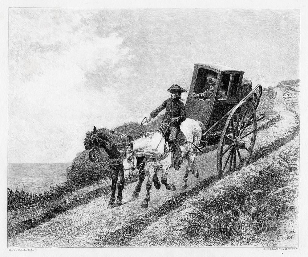 Artwork by Jean-Richard Goubie, The Postillion, Made of Antique steel engraving on wove paper