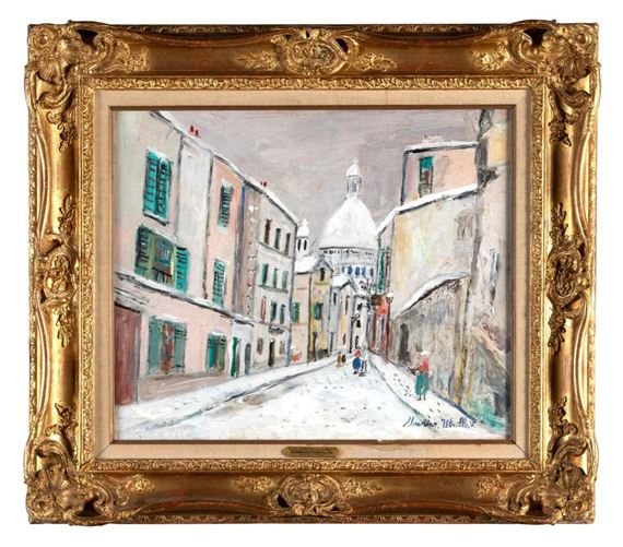 La rue Saint-Rustique sous la neige by Maurice Utrillo, 1937