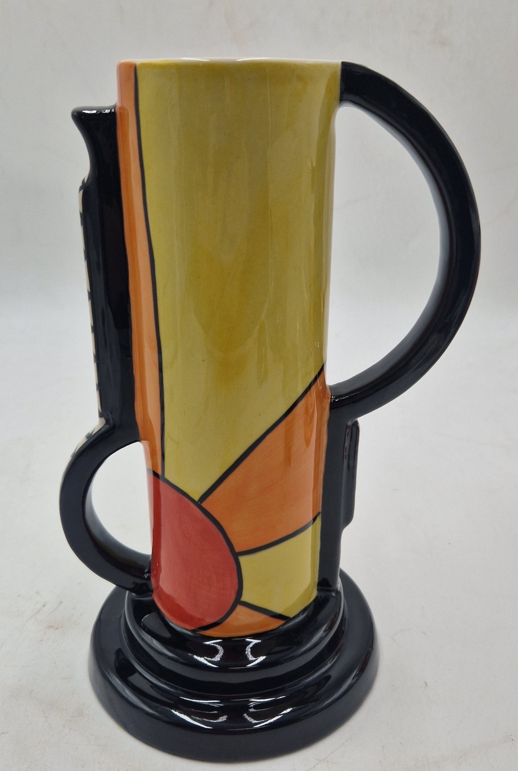 Artwork by Lorna Bailey, Large 23cm TWIN HANDLED VASE IN THE SUNBURST DESIGN, Made of ceramic