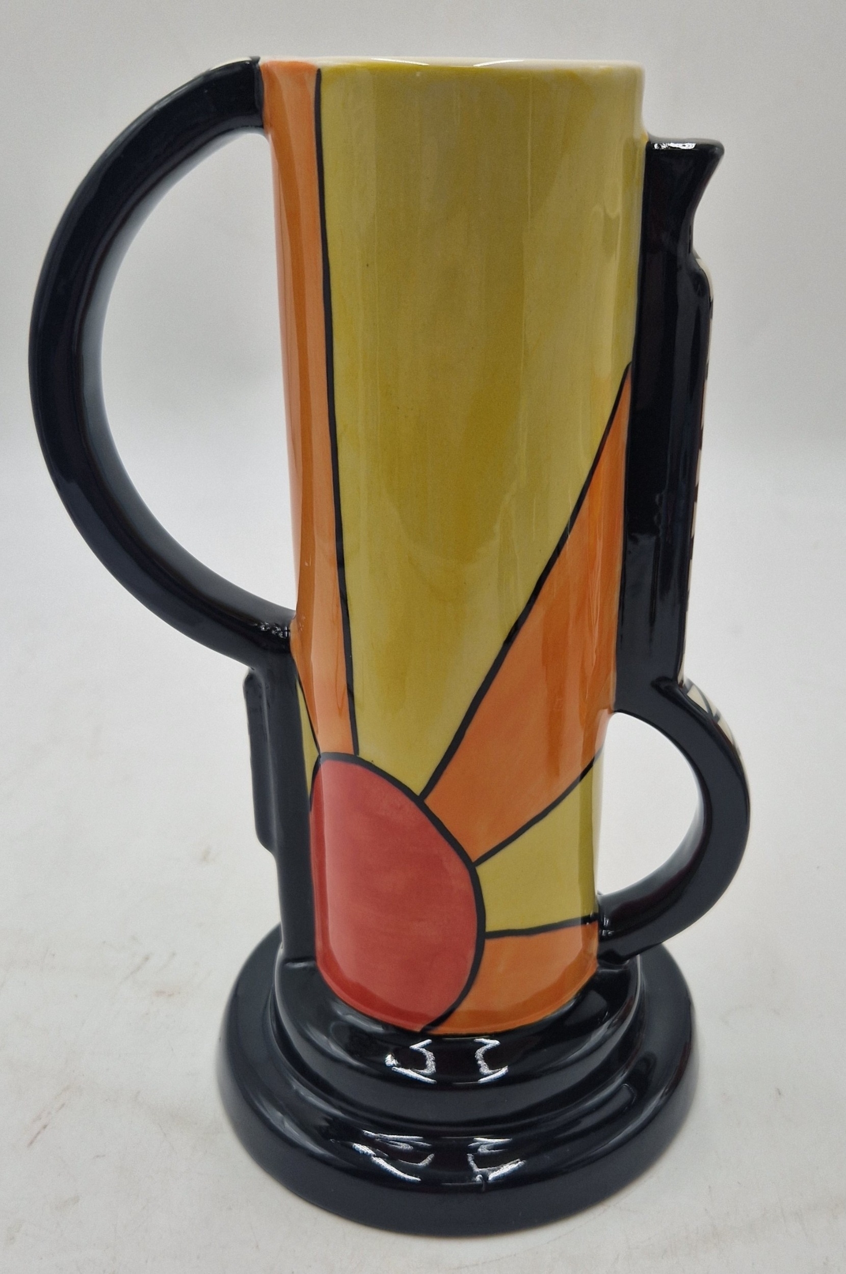 Artwork by Lorna Bailey, Large 23cm TWIN HANDLED VASE IN THE SUNBURST DESIGN, Made of ceramic