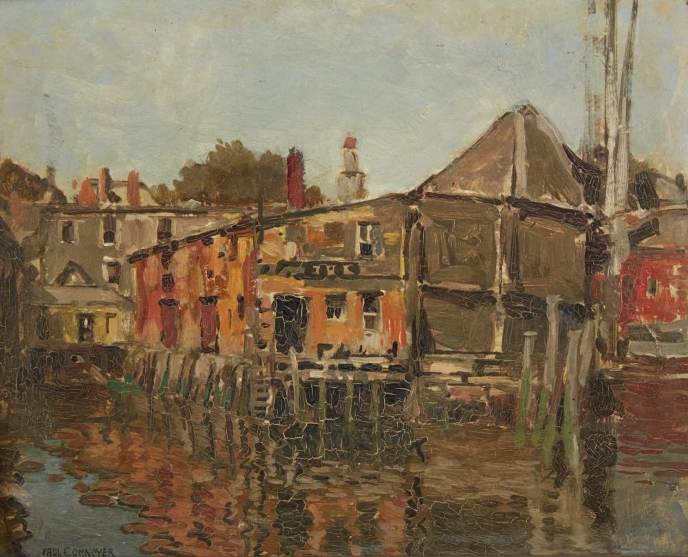 Artwork by Paul Cornoyer, Gloucester Warf, Made of oil on board