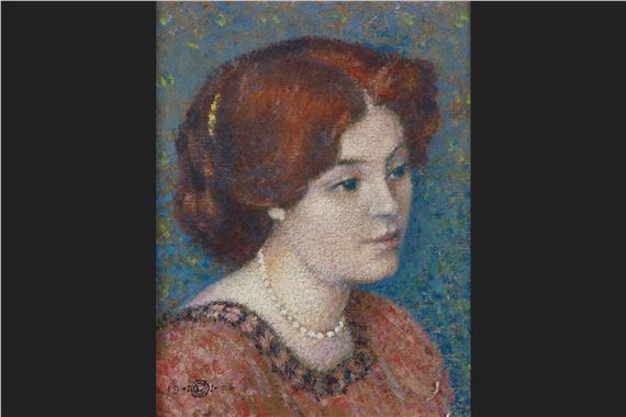 PORTRAIT DE JEUNE FEMME AU COLLIER DE PERLES by Georges Lemmen, 1906