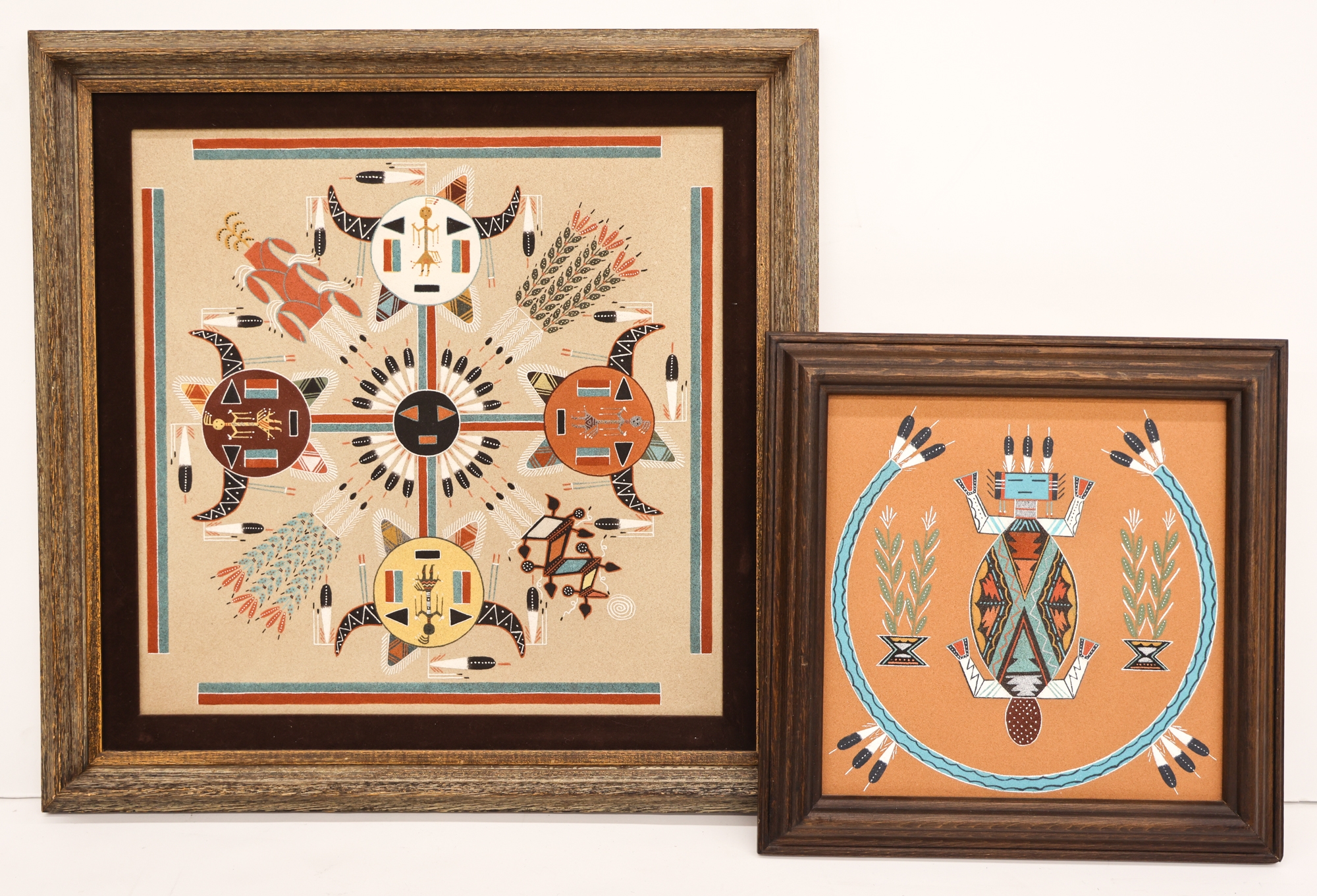 Artwork by Rosabelle Ben, 2pc Navajo Sand Paintings