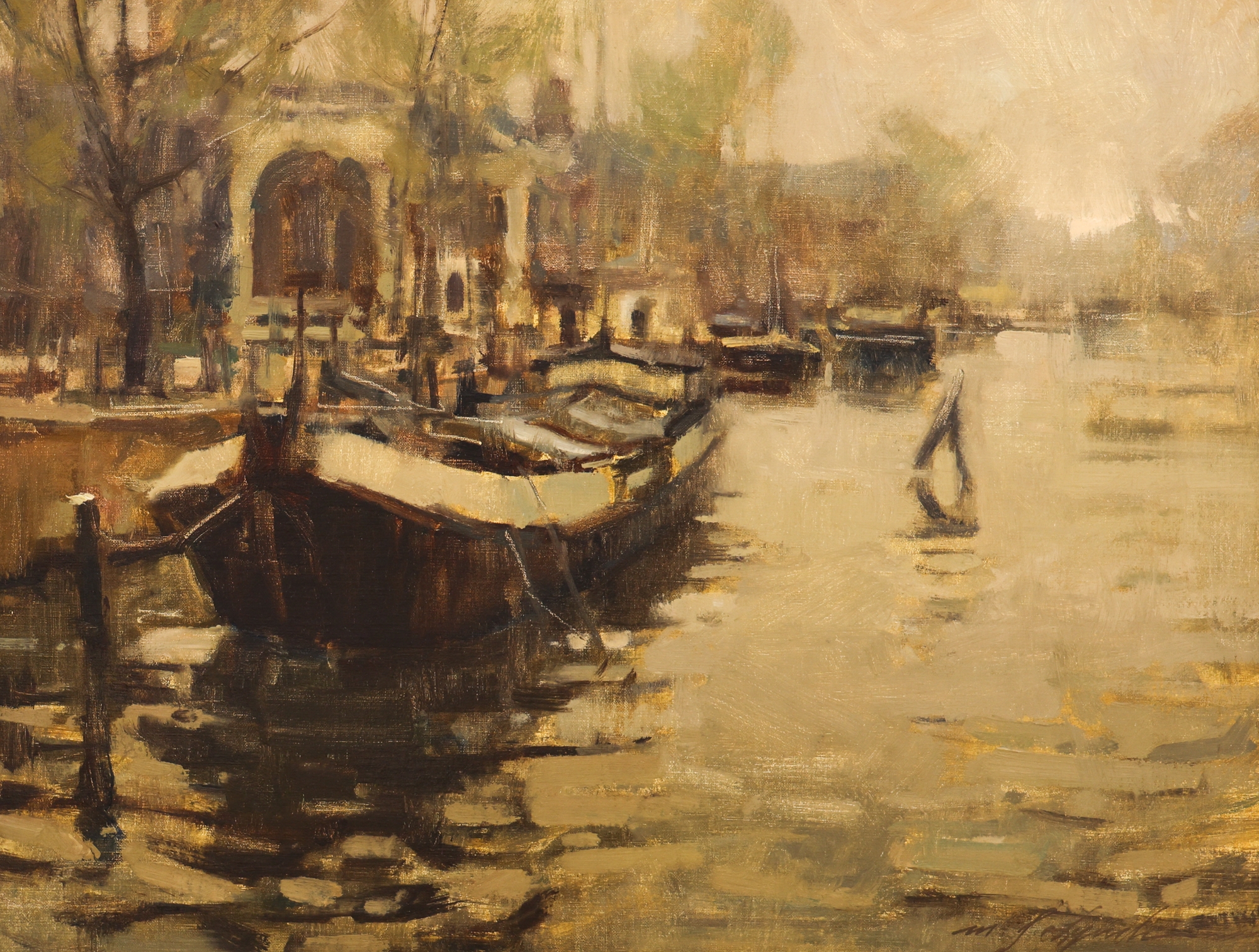 Artwork by Michael J. Lynch, April, Amsterdam, Made of Oil on Masonite