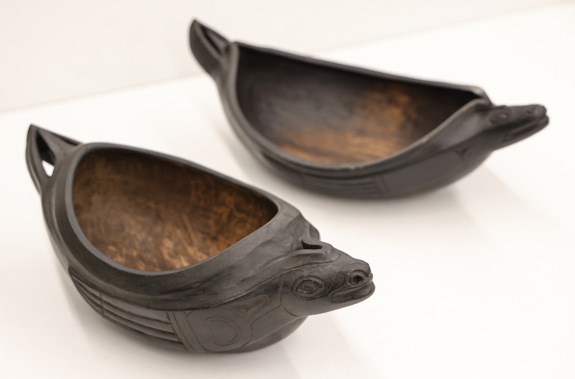 Artwork by Ken Kidder, Seal Grease Bowls, Made of Painted Alder