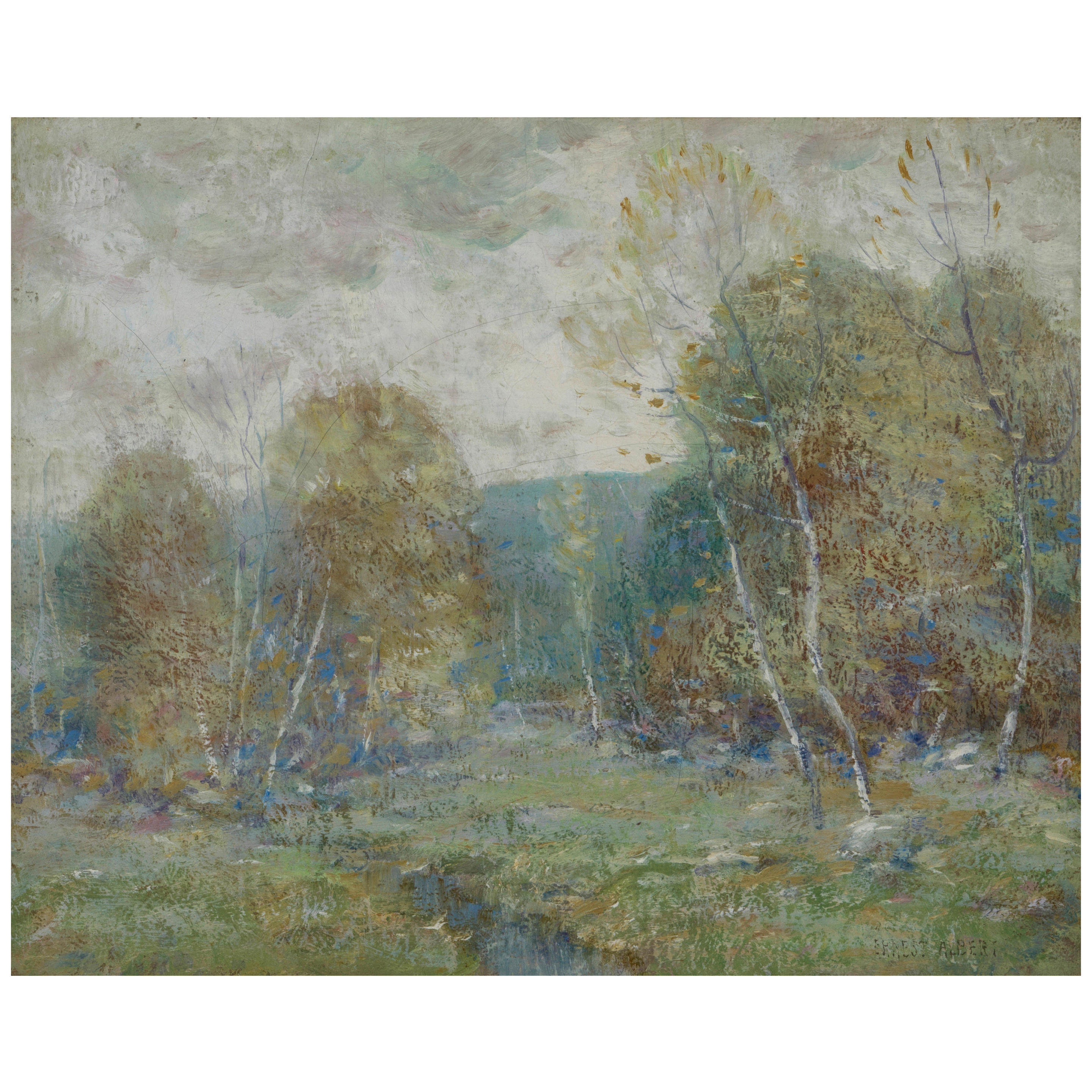 Artwork by Ernest Albert, Creekside, Made of oil on board
