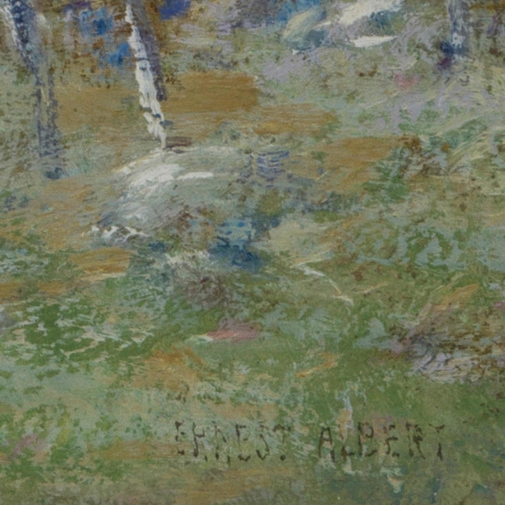 Artwork by Ernest Albert, Creekside, Made of oil on board