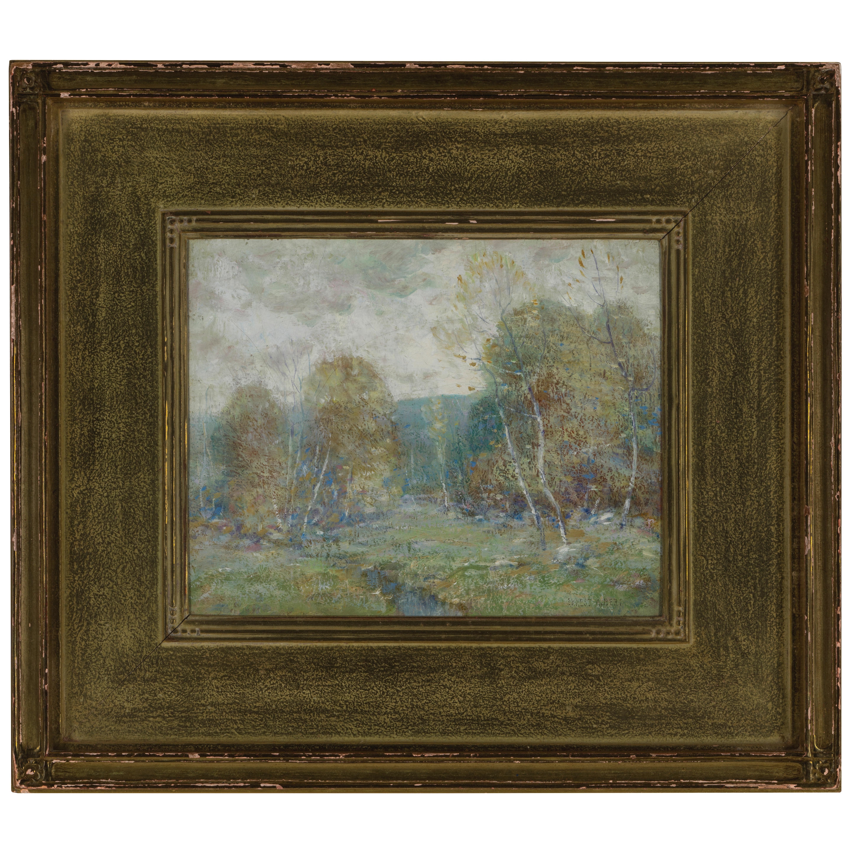 Artwork by Ernest Albert, Creekside, Made of oil on board