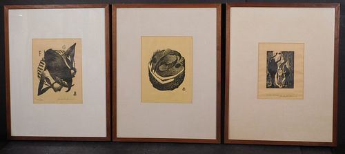 3 Woodcuts by Howard John Besnia, 1964-1967