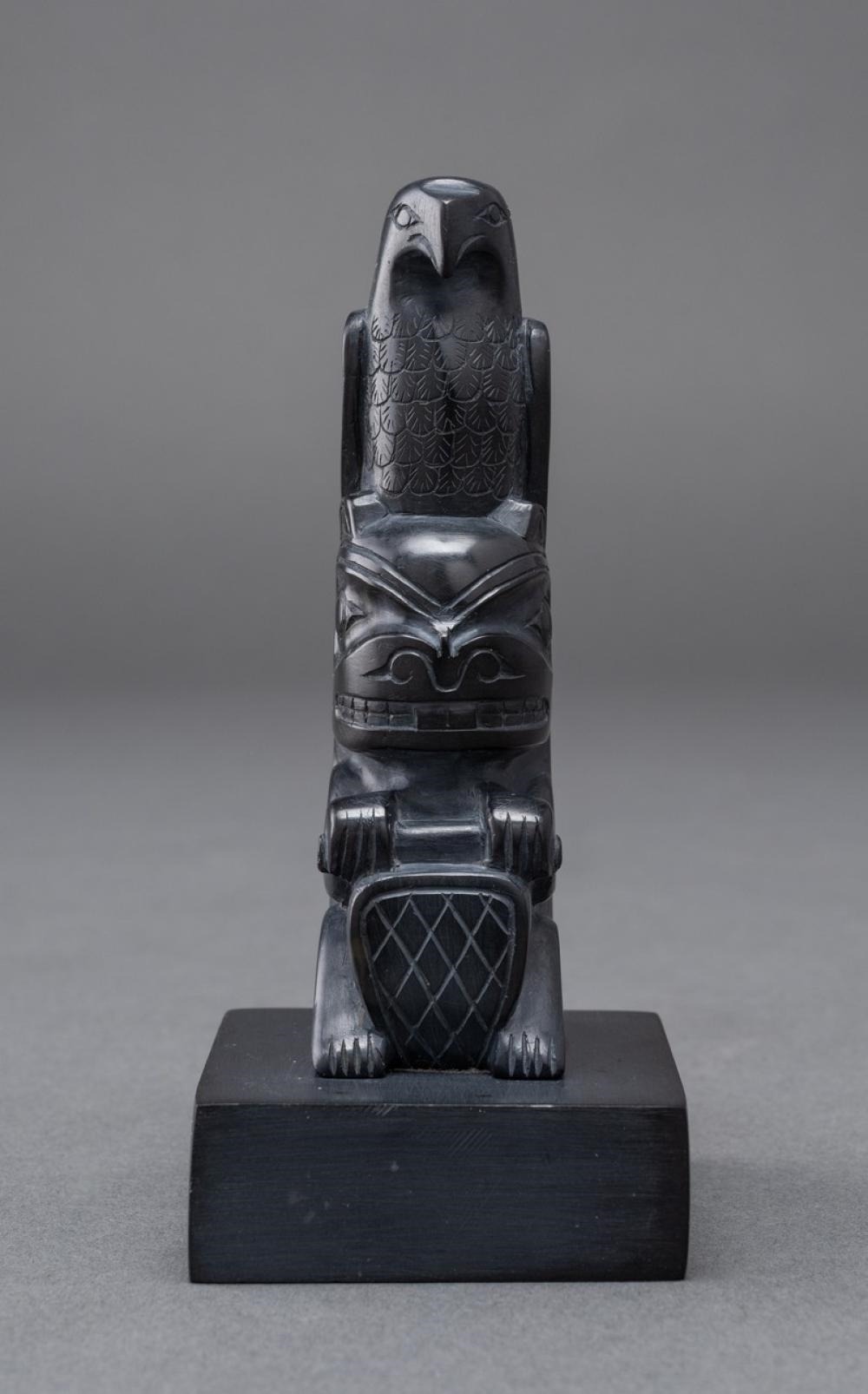 A. Davis | A carved argillite totem depicting Beaver and Eagle (1980 ...