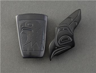 two carved argillite brooches - Patrick Samuel McGuire