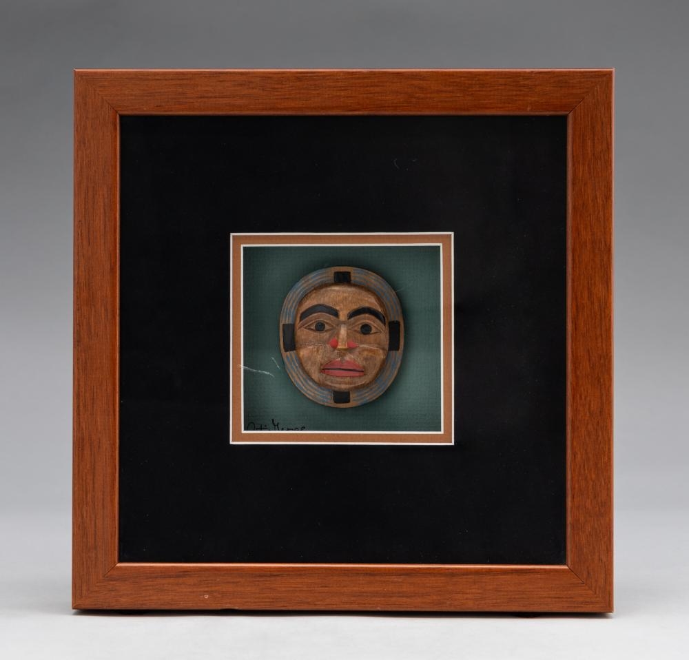 Artie George | six framed carved and polychromed cedar miniature masks ...