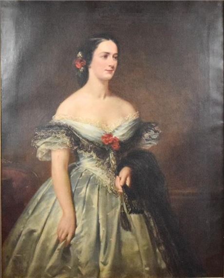 Franz Xaver Winterhalter | Portrait of a Dark-Haired Lady Reading