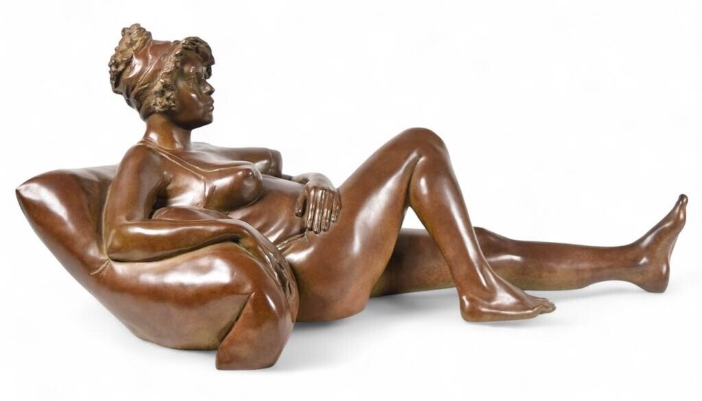 Artwork by Roberta Baskin Shefrin, Bronze Reclining Nude, Made of bronze
