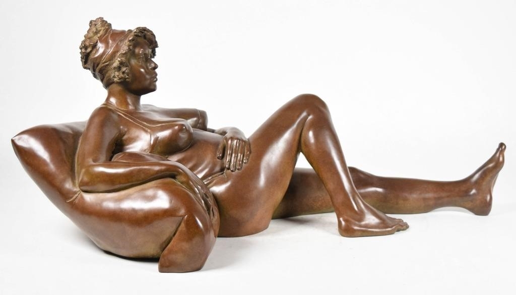 Artwork by Roberta Baskin Shefrin, Bronze Reclining Nude, Made of bronze