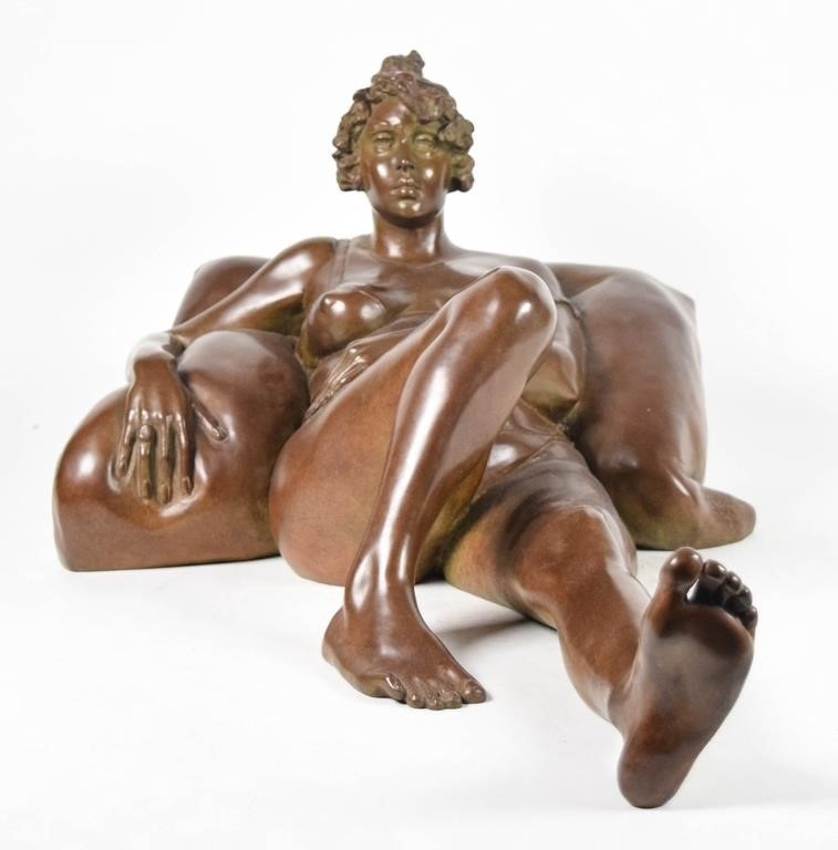 Artwork by Roberta Baskin Shefrin, Bronze Reclining Nude, Made of bronze