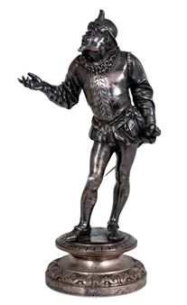 Silvered Bronze Sculpture of a Swordsman - Émile Coriolan Hippolyte Guillemin