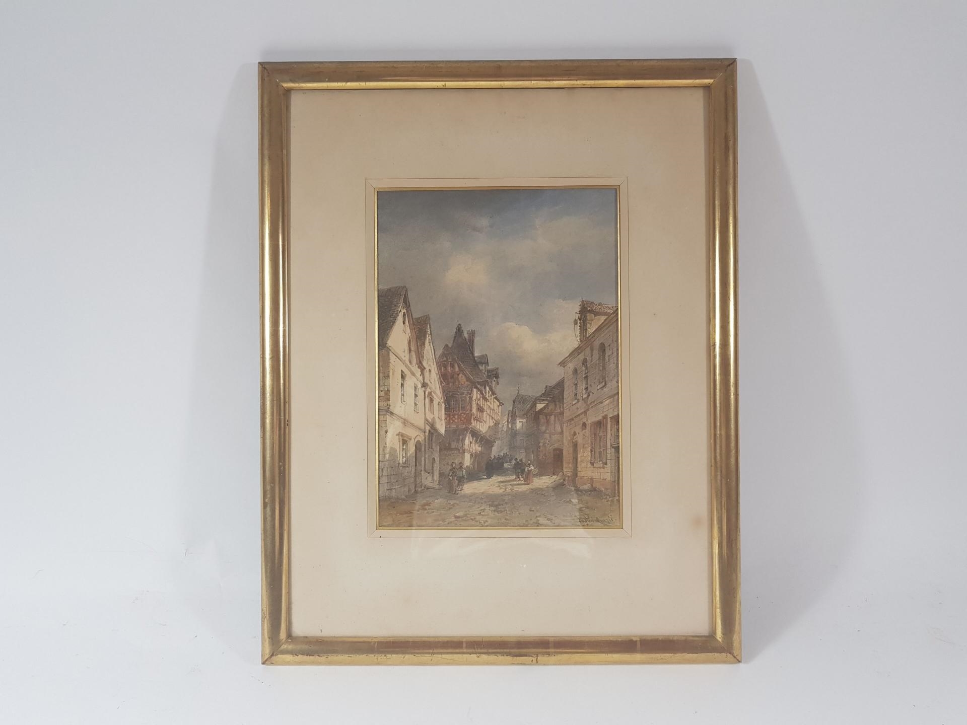 Artwork by Pierre Justin Ouvrié, Ruelle de Traben-Trarbach, Made of watercolor