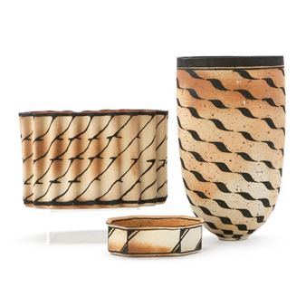 Two stoneware vases and a bowl - Beate Andersen